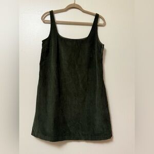 ASOS forest green a-line  corduroy pinafore mini dress with pockets